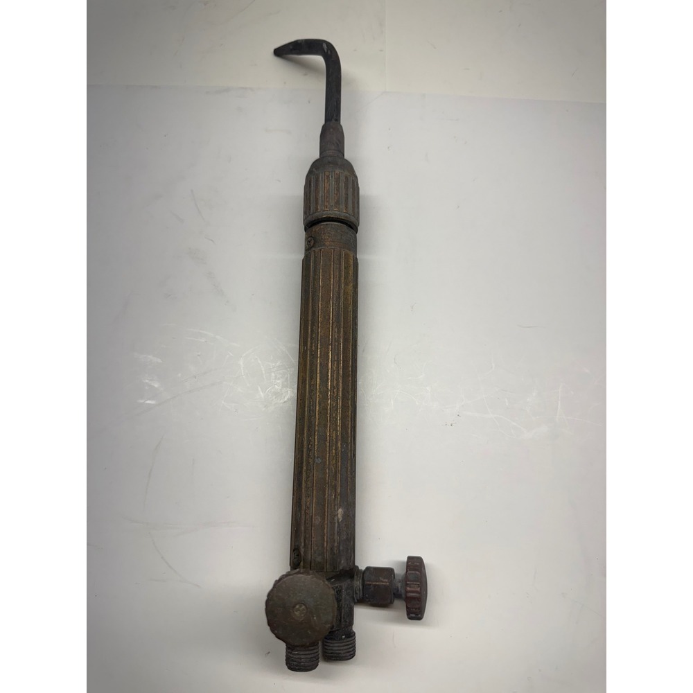 Vintage Purox Welding Torch Handle Ribbed Brass Industrial Tool Restoration